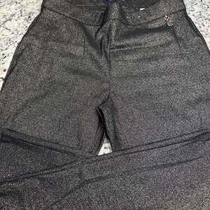 Tommy Hilfiger Women's Black Gold Pull-On Shimmer Ankle Pants Leggings Size 6